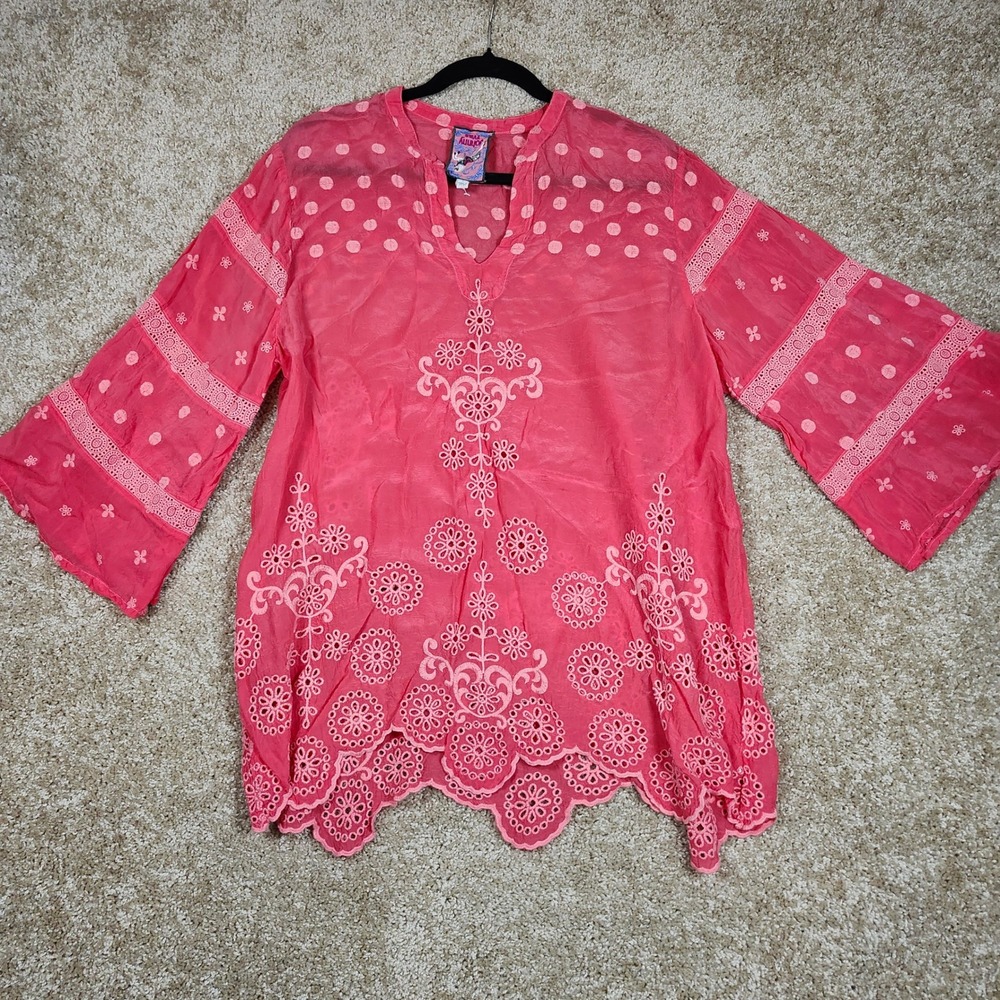 Johnny Was Pink Embroidered Bandana Tunic - Picture 5 of 12
